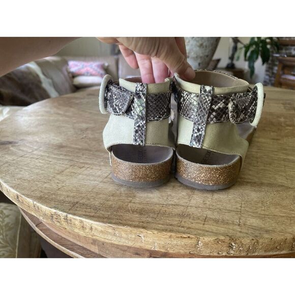 GEOX Respira Snake Print Suede Sandals Size 39 Leather Cork Sole Italy Patent - Picture 4 of 9